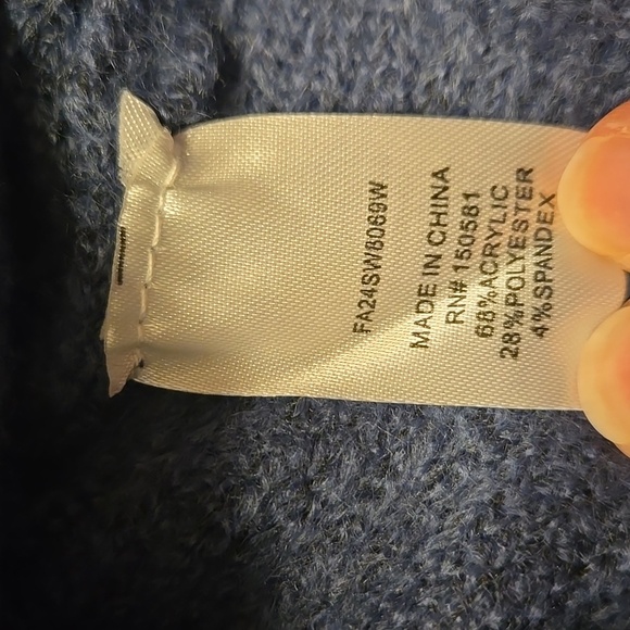 Blue V-Neck Ruched Sweater - Picture 5 of 7